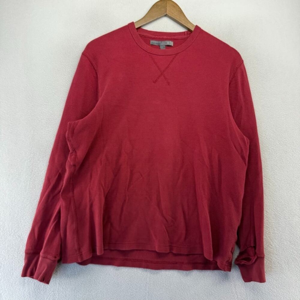 Vintage Thermal Shirt men's XL Red Waffle Grunge Distressed Muscle Old Navy y2k